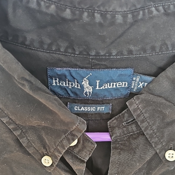 Ralph Lauren Black Casual Button Down Classic Fit Garment Dyed Shirt, XL - Picture 3 of 7